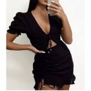 Runway the Label Ditsy Cut Out Mini Dress Black Size Small/US 4